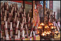 Tablets with names on altar, Kuan Yin Teng temple. George Town, Penang, Malaysia (color)