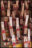 Sticks with names in Chinese characters, Kuan Yin Teng temple. George Town, Penang, Malaysia (color)