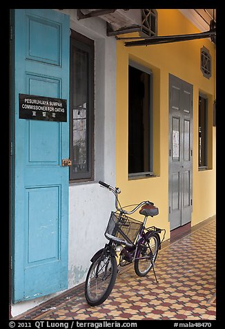 Bicycle in front of office. George Town, Penang, Malaysia