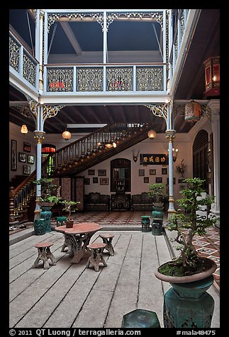 Inside courtyard, Pinang Peranakan Mansion. George Town, Penang, Malaysia (color)