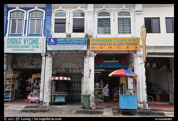 Chinatown shophouses. George Town, Penang, Malaysia (color)