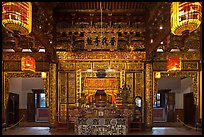 Enormous paper lamps lighting main hall of Khoo Kongsi. George Town, Penang, Malaysia (color)