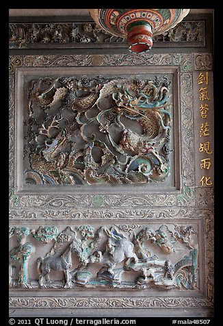 Stone carving detail, Khoo Kongsi. George Town, Penang, Malaysia (color)