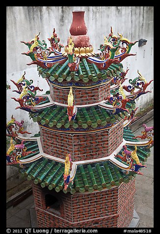 Furnace tower, Hock Tik Cheng Sin Temple. George Town, Penang, Malaysia (color)