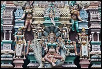 Detail of south indian temple tower. George Town, Penang, Malaysia