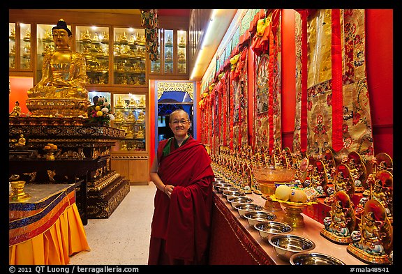 Abbot in Gelugpa Buddhist Association temple. George Town, Penang, Malaysia