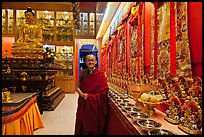 Abbot in Gelugpa Buddhist Association temple. George Town, Penang, Malaysia