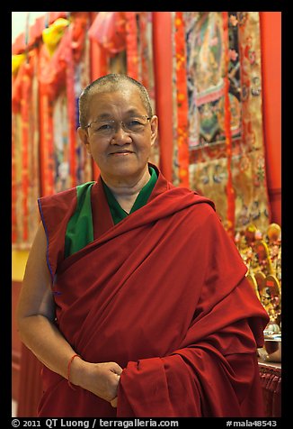 Yellow Hat Buddhist Abbot. George Town, Penang, Malaysia (color)