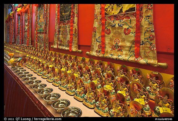 Amulets and Thangkas, Gelugpa Buddhist Association temple. George Town, Penang, Malaysia