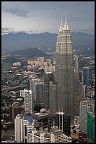 Petronas Towers seen from Menara KL. Kuala Lumpur, Malaysia
