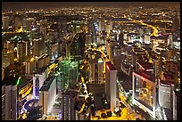 High rise towers seen from above at night. Kuala Lumpur, Malaysia