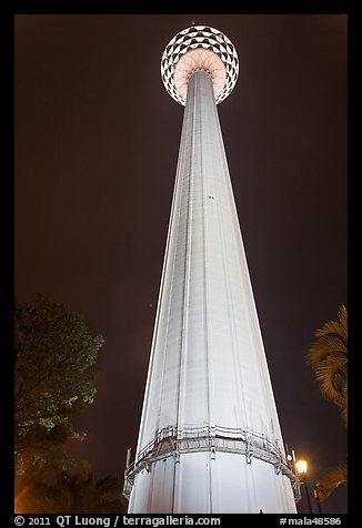 Menara KL at night seen from base. Kuala Lumpur, Malaysia (color)