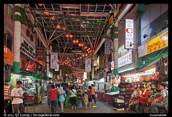 Jalan Petaling street market at night. Kuala Lumpur, Malaysia (color)