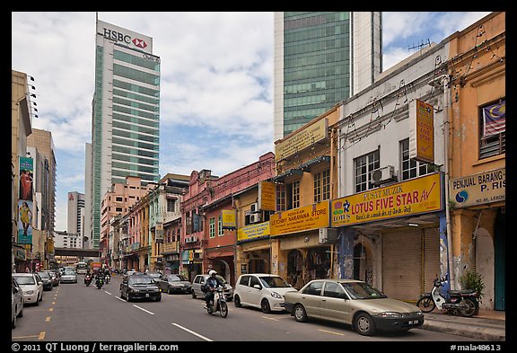Lebuh Ampang street, Little India. Kuala Lumpur, Malaysia (color)