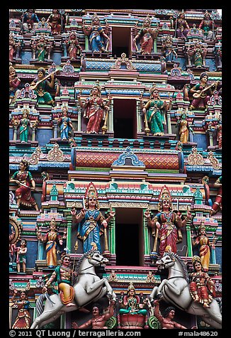 Sculptures on South Indian Hindu temple. Kuala Lumpur, Malaysia (color)