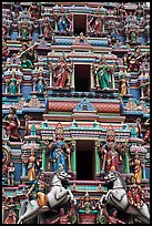 Sculptures on South Indian Hindu temple. Kuala Lumpur, Malaysia