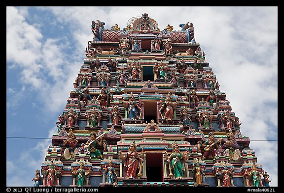 Polychromatic entrance of Sri Mahamariamman Temple. Kuala Lumpur, Malaysia