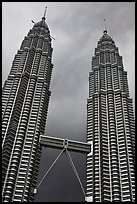 Petronas Towers (tallest twin towers in the world) and stormy sky. Kuala Lumpur, Malaysia ( color)