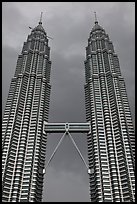 Twin Petronas Towers and Skybridge. Kuala Lumpur, Malaysia (color)