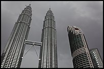 Petronas Towers under a dark sky. Kuala Lumpur, Malaysia