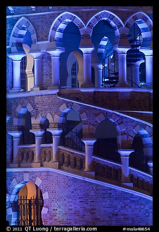 Tower detail, Sultan Abdul Samad Building under changing illumination. Kuala Lumpur, Malaysia