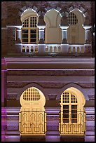 Arches, Sultan Abdul Samad Building under changing illumination. Kuala Lumpur, Malaysia