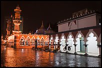 Masjid Jamek mosque at night. Kuala Lumpur, Malaysia (color)