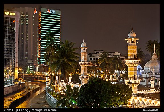 Masjid Jamek minarets and Sungai Klang river. Kuala Lumpur, Malaysia