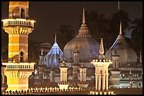 Minarets and domes at night Masjid Jamek. Kuala Lumpur, Malaysia (color)