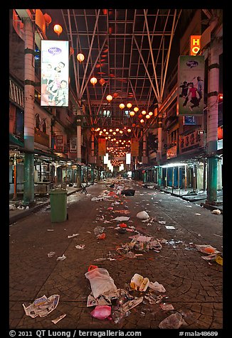 Jalan Petaling street with rubbish from market. Kuala Lumpur, Malaysia (color)