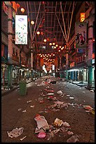 Jalan Petaling street with rubbish from market. Kuala Lumpur, Malaysia