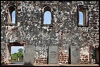 Church walls and tombstones, Bukit St Paul. Malacca City, Malaysia