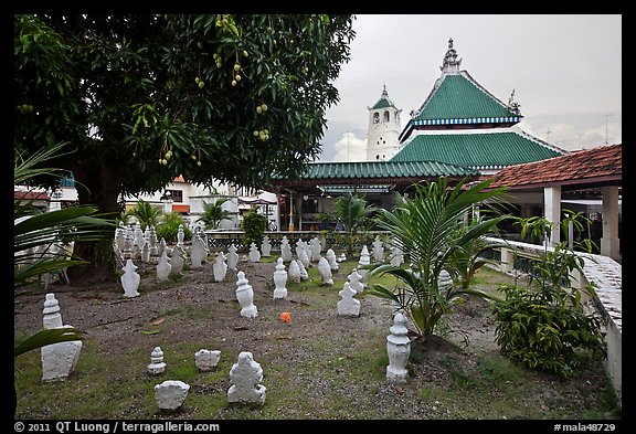 Cemetery and Masjid Kampung Hulu, oldest functioning mosque in Malaysia (1728). Malacca City, Malaysia (color)