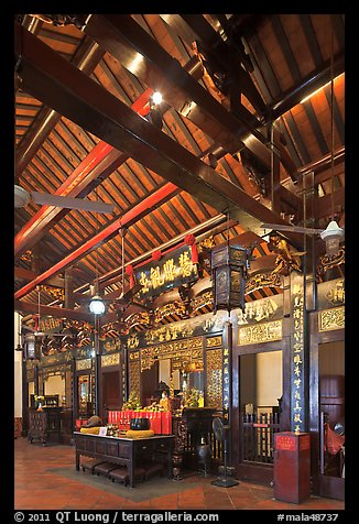 Altar of Guanyin (Goddess of Mercy) inside Cheng Hoon Teng temple. Malacca City, Malaysia (color)