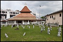 Cemetery, Mosque, and Moorish watchtower minaret. Malacca City, Malaysia ( color)