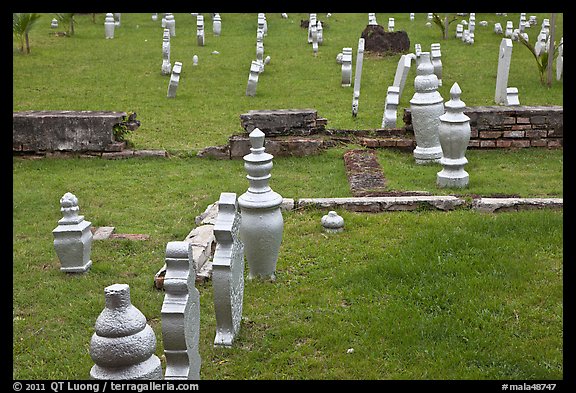 Grave headstones without ornaments, Kampung Kling. Malacca City, Malaysia (color)