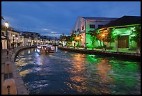 Melaka river with boat. Malacca City, Malaysia