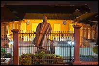 Statue and Stadthuys at night. Malacca City, Malaysia (color)