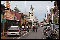 Harmony Street, featuring Hindu and Chinese Temples and a mosque. Malacca City, Malaysia