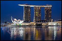 Marina Bay Sands and harbor at night. Singapore ( color)