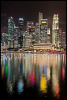 Fullerton Hotel and skyline at night. Singapore