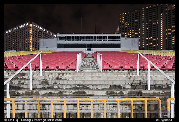 Stadium and hotels at night. Singapore