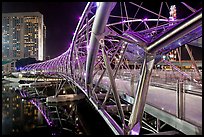 Double Helix Bridge in Marina Bay at night. Singapore