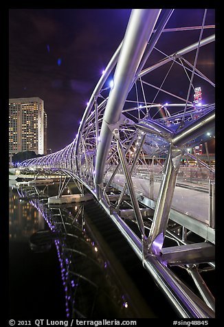 Double Helix Bridge at night. Singapore (color)