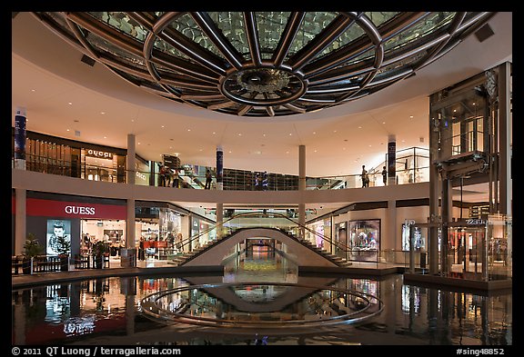 Pool and canal in the Shoppes, Marina Bay Sands. Singapore