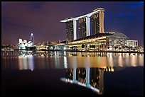 Marina Bay Sands resort and bay reflection at night. Singapore