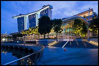 Marina Bay Sands shoppes and hotel, twilight. Singapore (color)