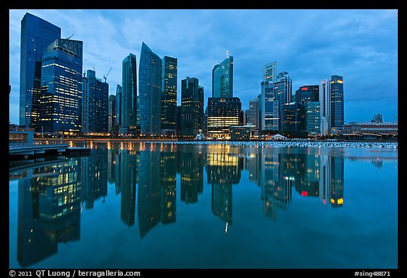 Central Business District (CBD) skyline, twilight. Singapore (color)