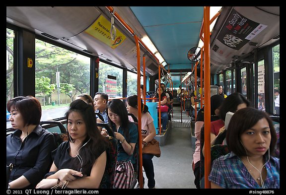 Riding a bus. Singapore (color)