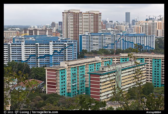 Appartment buildings from Mt Faber. Singapore (color)